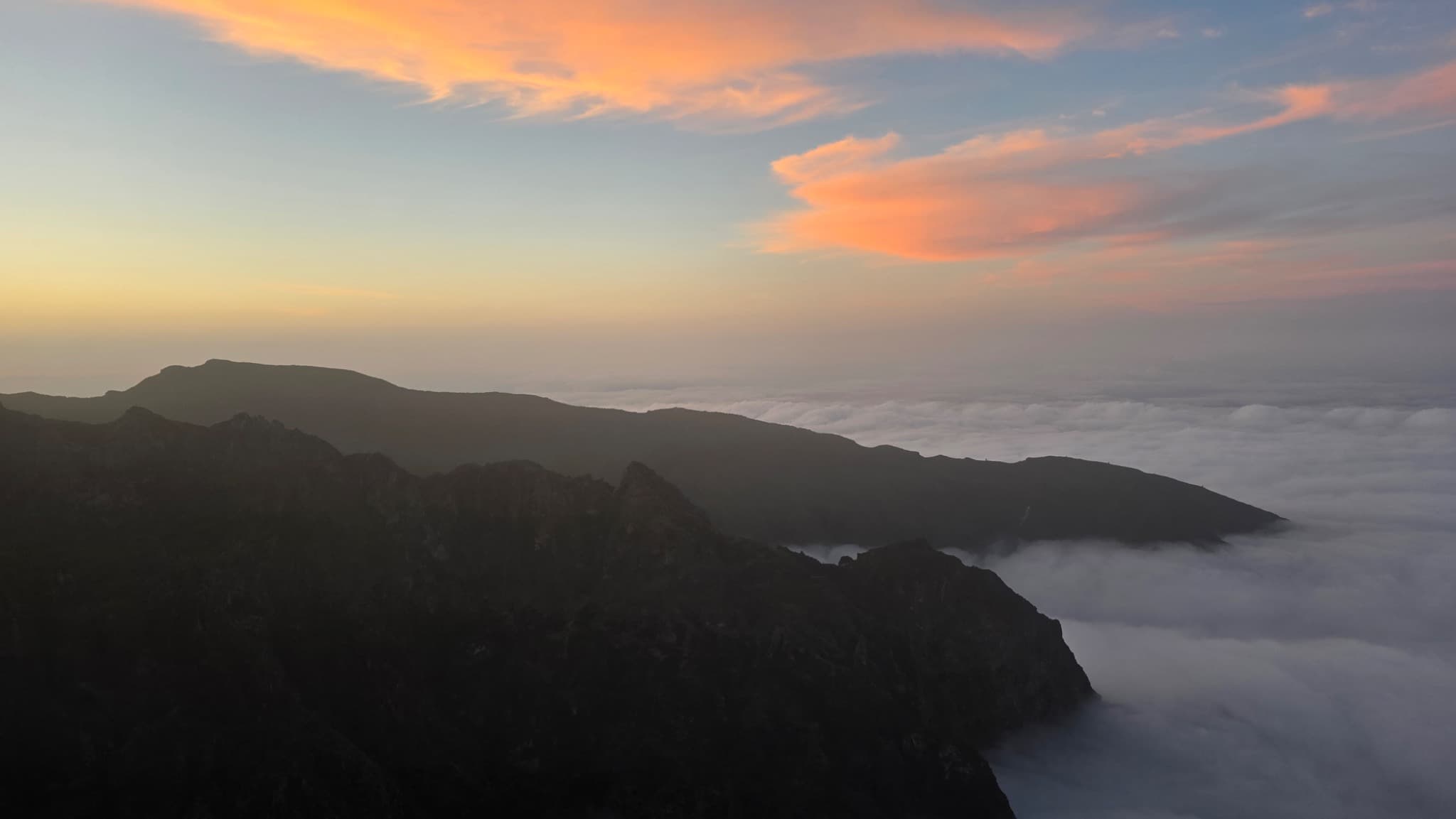 Clouds over Madeira mountain peaks